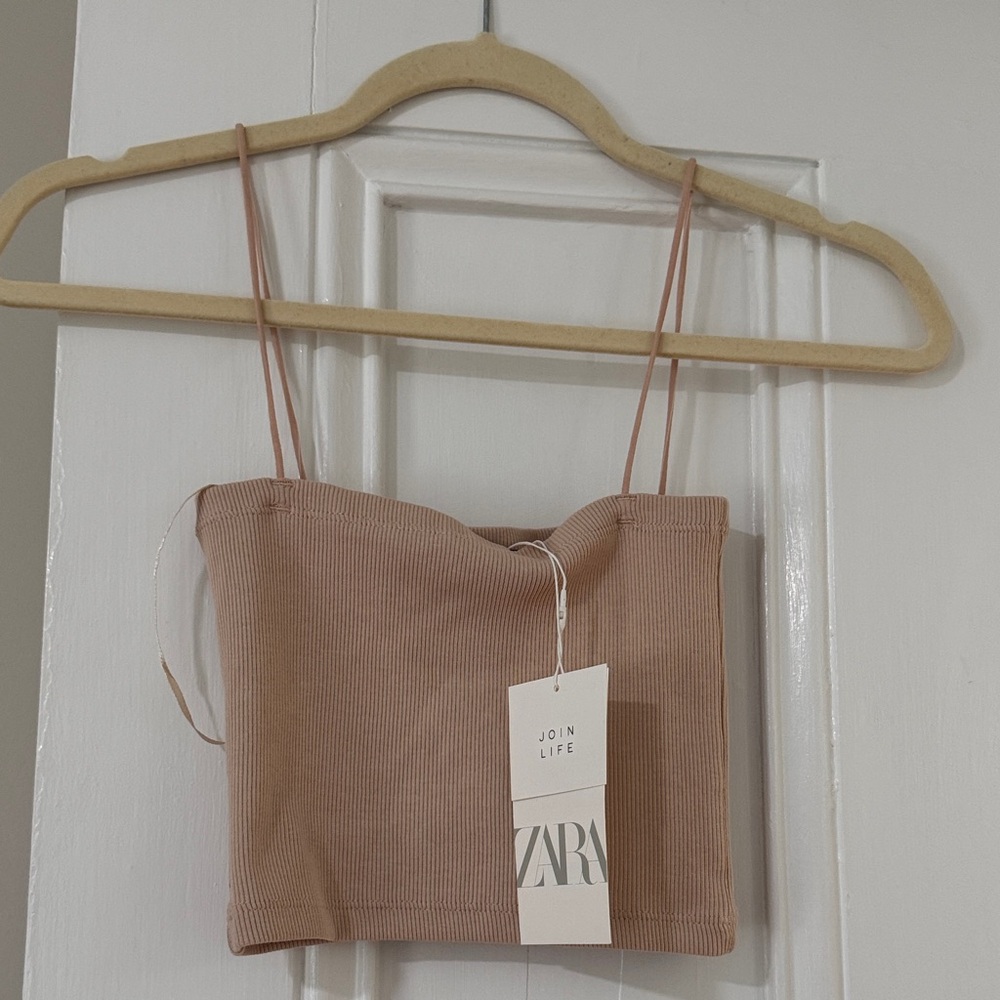Zara Beige Ribbed Camisole